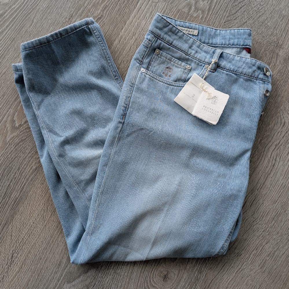 Brunello Cucinelli Light Blue Denim Traditional Fit Jeans Size EU 52